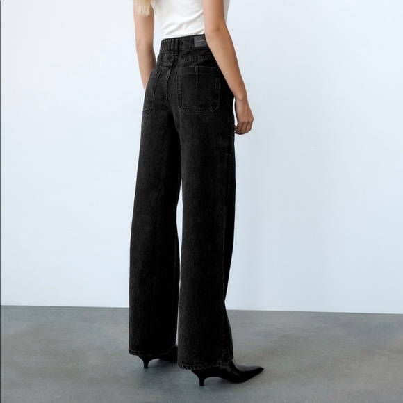 NWT Zara High rise wide leg jeans black size 24 & 28 - Picture 7 of 12
